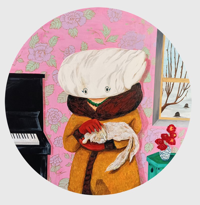 Chiaki Kamikawa pressMrs.Halloumi and Nekomata, Acrylic on canvas, 80cm, 2025.jpg